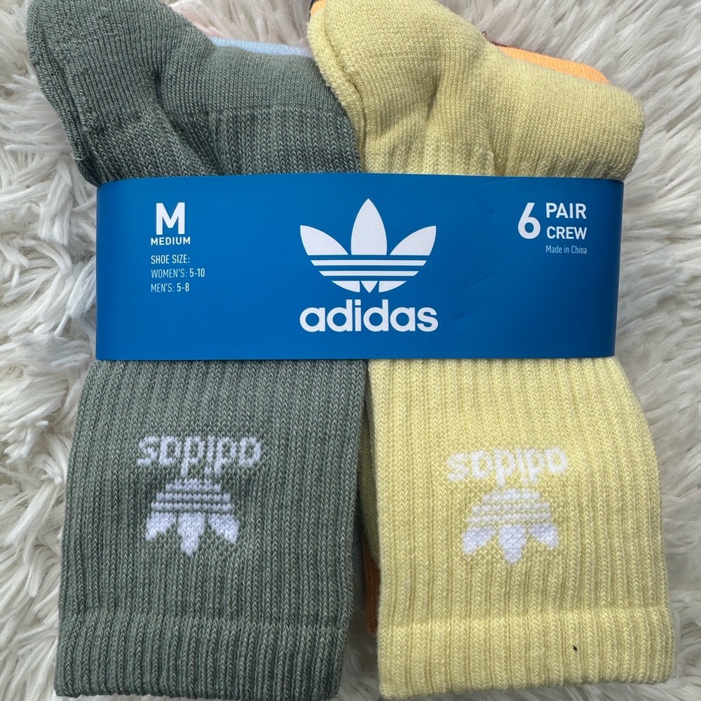 Adidas Men's Crew Socks - Olive and Light Yellow size medium